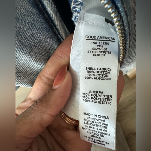 Good American sherpa jean jacket size 3/4 - Picture 6 of 6